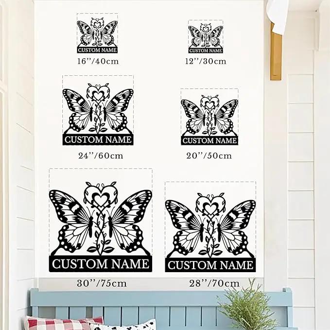 Custom Butterfly Metal Sign,Personalized Butterfly House Number Signs,Personalized Gardener Name Sign,Garden Patio Wall Decor (Style-6) by GreenHaven Gardens