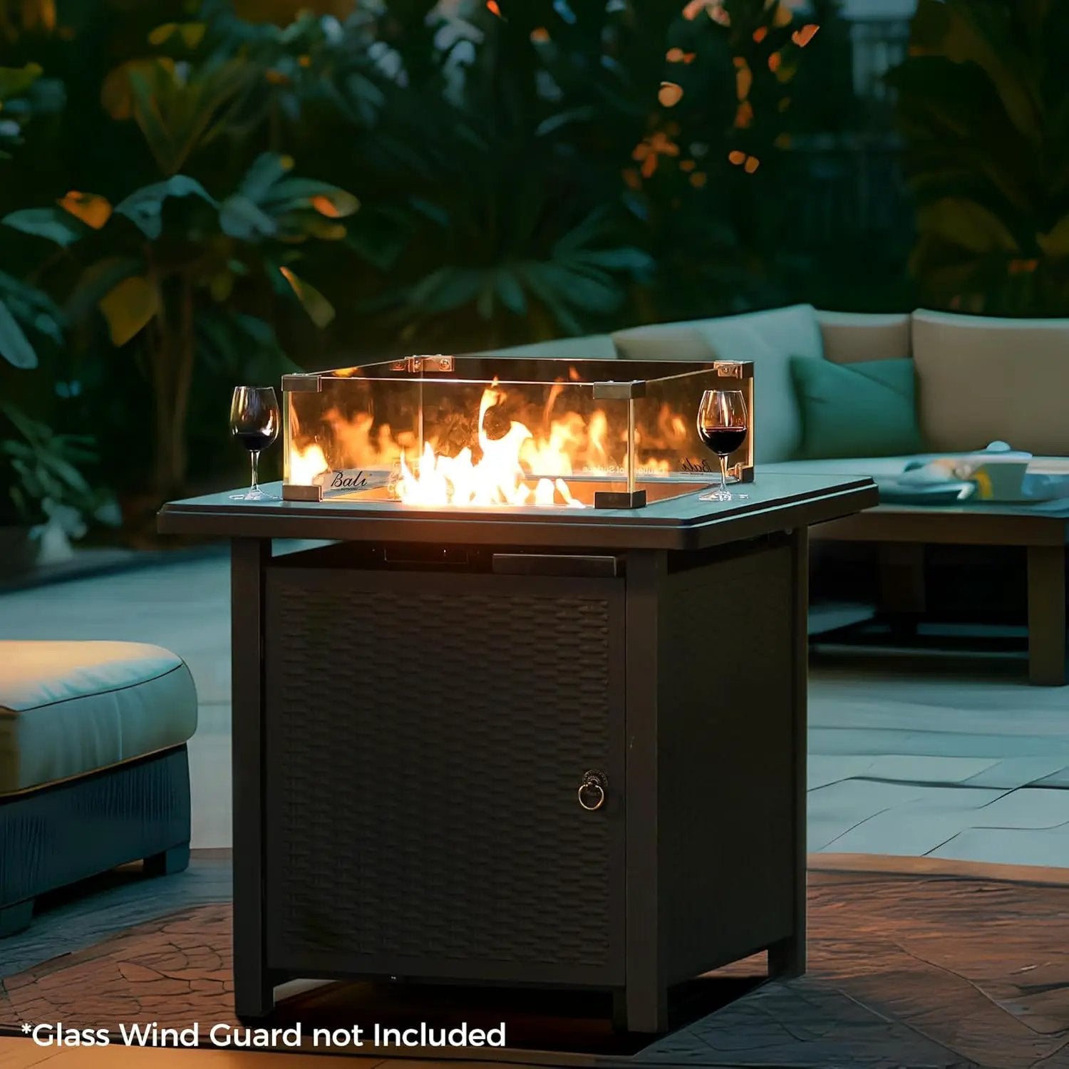 BALI OUTDOORS 50000 BTU Propane Fire Pit with Lid, 28 inch Fire Pit Table Outdoor, Black Firepits for Outside Backyard, Patio by GreenHaven Gardens