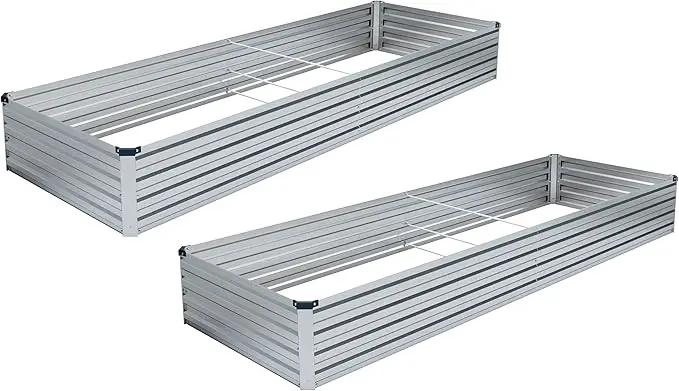 MGNO 2pcs 8x2x1FT Galvanized Raised Garden Bed-Outdoor Planter Box for Vegetables-Metal Garden Bed,Rectangle Planting Box for Herb,Flower by GreenHaven Gardens