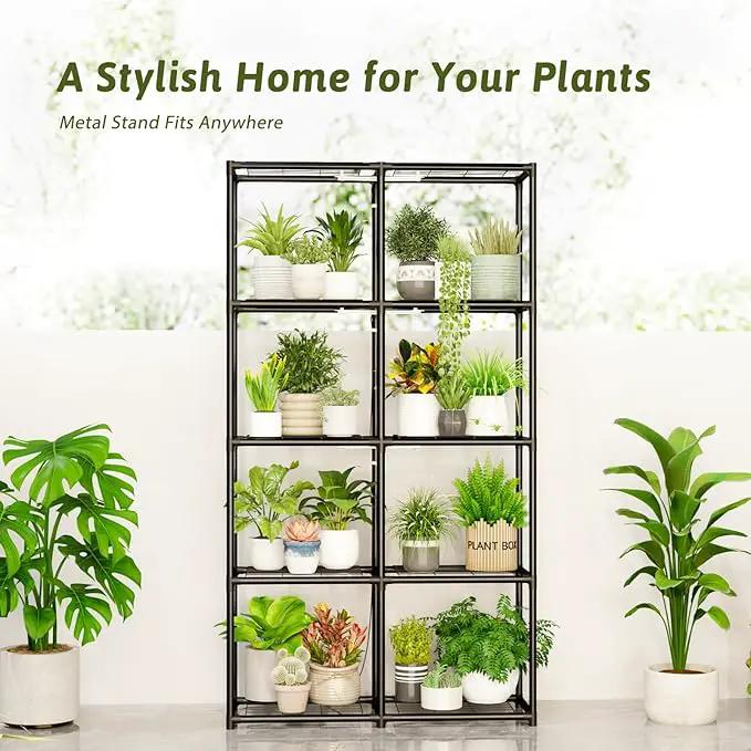 Plant Stand With Grow Light Indoor Outdoor Tall Wide Plant Shelf Metal Waterproof Black Plant Rack for Multiple Plant Holder Flower Pot Table 5 Tiers by GreenHaven Gardens