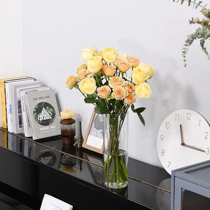 Clear Flower Vase, Non-breakable Vases, 6" W x 10" H, Acrylic Vase, Aesthetic Room Decor Cylindrical Modern Flower Vases for Table Centerpiece, Home Decor, Women Floral Arrangement Gift by GreenHaven Gardens