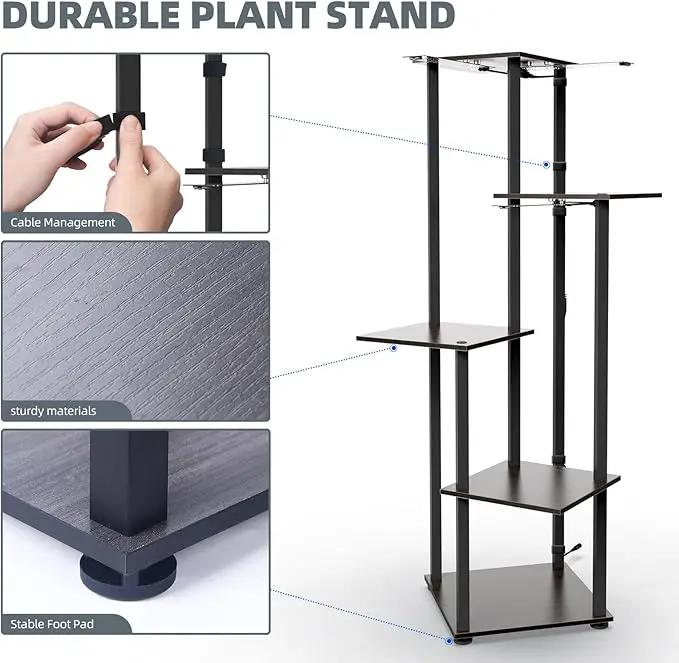 Barrina Plant Stand with Grow Lights Full Spectrum, 5 Tier Potted Corner Plant Shelf with Grow Lights Panel, Dimmable 24W (3 x 8W) LED Plant Light with Timer for Patio Garden, Living Room by GreenHaven Gardens