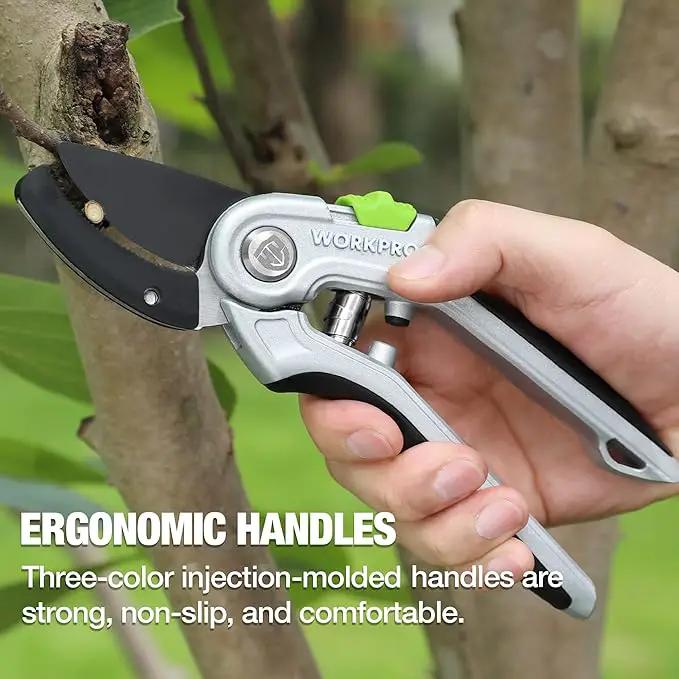 WORKPRO Garden Anvil Pruning Shears, 8" Pruning Scissors Heavy Duty with Ergonomically Design Handle, Labor-Saving Garden Clippers Hand Tools for Thick Dry branches and Dead Plants by GreenHaven Gardens