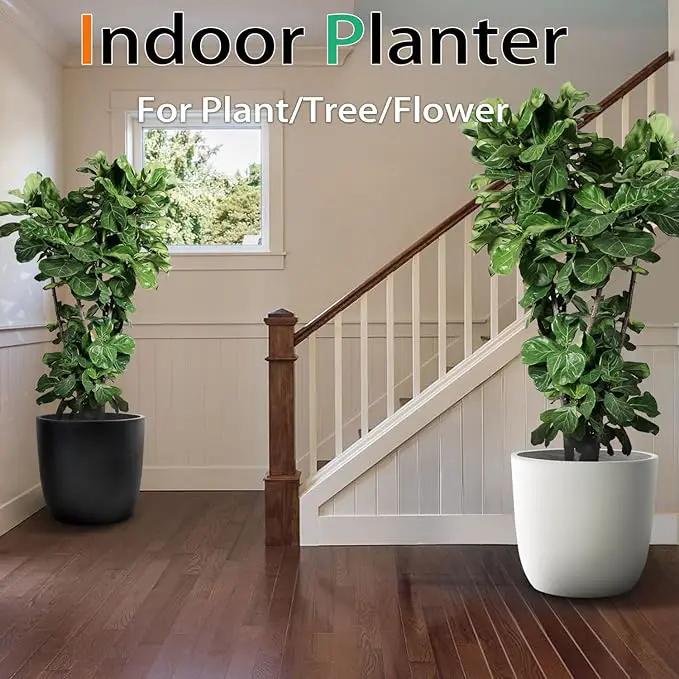 Concrete Planter Outdoor Indoor, Large Cement Plant Pots for Trees Flowers (Gray, 18 inch) by GreenHaven Gardens