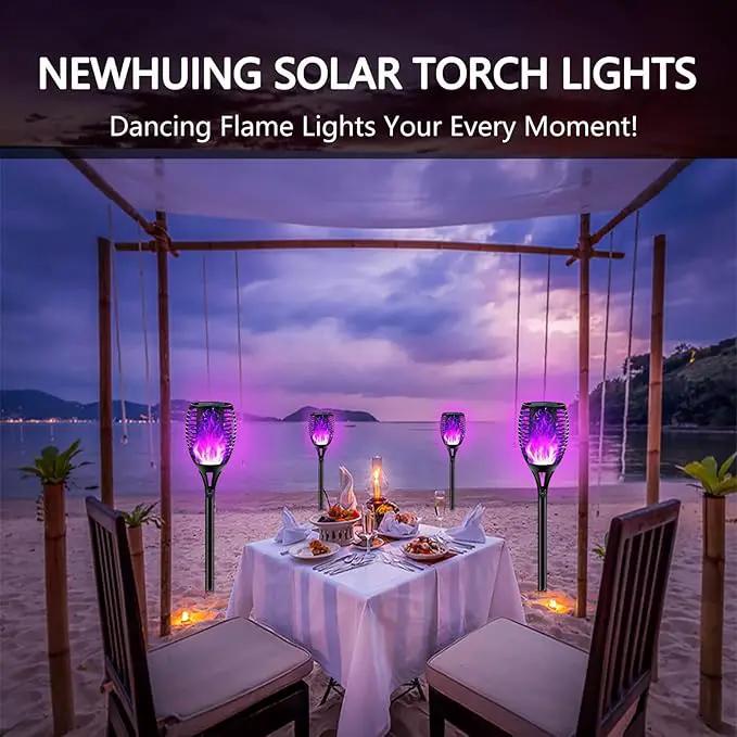 4PCs Halloween Solar Torch Lights Outdoor, 43in 96 LED, Waterproof Landscape Garden Pathway Light with Purple Vivid Dancing Flickering Flames, Auto On/Off Dusk to Dawn for Halloween Lights Decoration by GreenHaven Gardens
