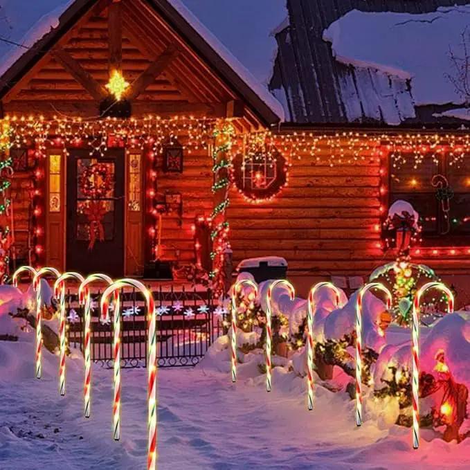 26" Christmas Decorations Outside Candy Cane Lights, Set of 10 Pack Landscape Path Lights for Yard Patio Garden Walkway Festival Holiday, Red & Green by GreenHaven Gardens