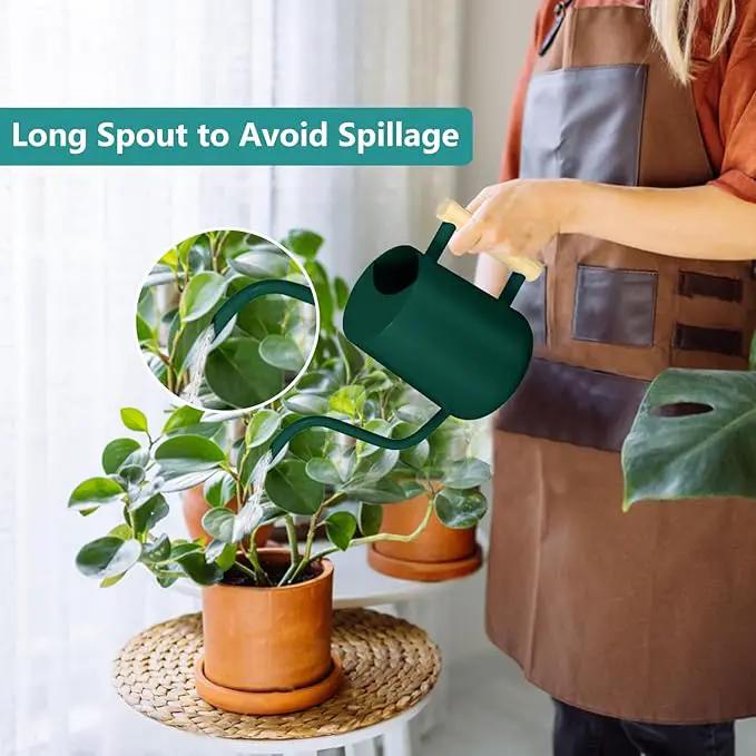 Watering Can Indoor Plants, 35oz Small Watering Can Indoor Stainless Steel Metal Watering Can Modern Decorative Watering Pot with Long Spout for Indoor House Plant Bonsai Garden Flowers (Alpinegreen) by GreenHaven Gardens