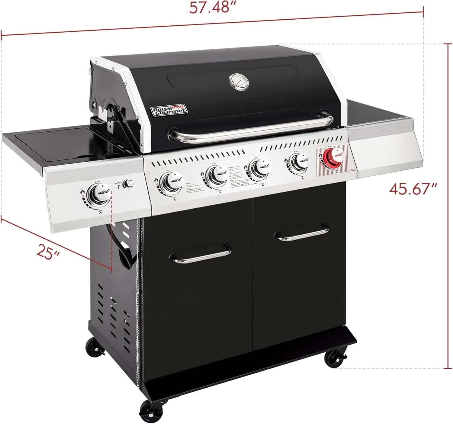 Royal Gourmet GA5404H 5-Burner Propane Gas Grill with Side Burner & Warming Rack, Outdoor BBQ Grill with 64,000 BTUs Output & 738 Sq. in. Cooking Area for Outdoor Barbecue, Black by GreenHaven Gardens