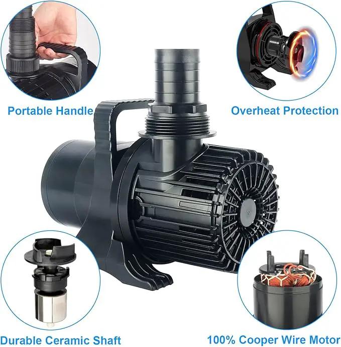 Outdoor Large 9300gph-620W 32.8FT Pond Water-fall & Kio Fish Fountain-s &Garden Pump Submersible IPX8: Long 32.8FT Cord Smart-er & Quieter Duck & Yard &Patio Ponds Pumps, 1 Barrier Pump Bag by GreenHaven Gardens