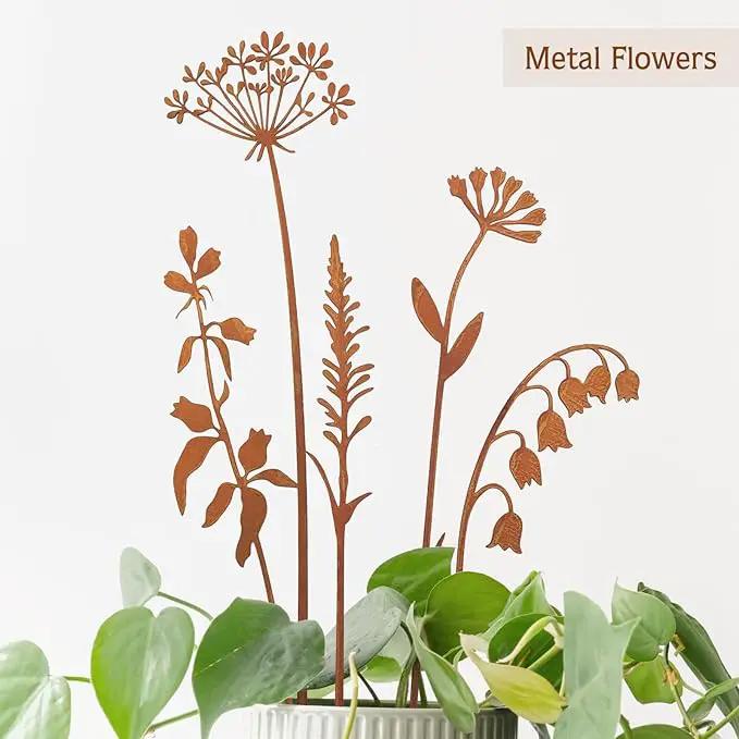 Metal Flowers for Outside,Decorative Garden Stakes,Flower Bed Decor Plant Stakes,Metal Art for Outside,Yard Art Outdoor for Lawn Yard, Walkway and Flower Garden by GreenHaven Gardens