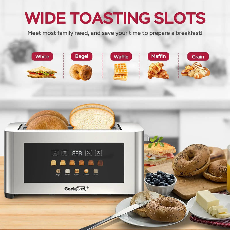 4-Slice Toaster with Extra-Wide Entrance and LED Display by HouseOfZazla