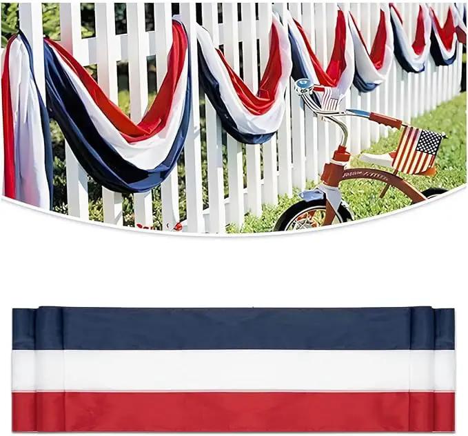 2x20Ft Large Patriotic US Flag Bunting Decorations 4th of July Red, White & Blue Stripe Banner Veterans Day Memorial Days Celebration Decorations Home Garden Outdoor-1Pack by GreenHaven Gardens