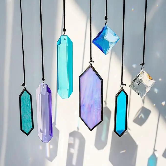 HDCRYSTALGIFTS Set 7 Crystal Blue Dreams Sun Catchers Window Hanging Ornaments Stained Glass Suncatchers Kit for Window Indoor Home Garden Decor by GreenHaven Gardens