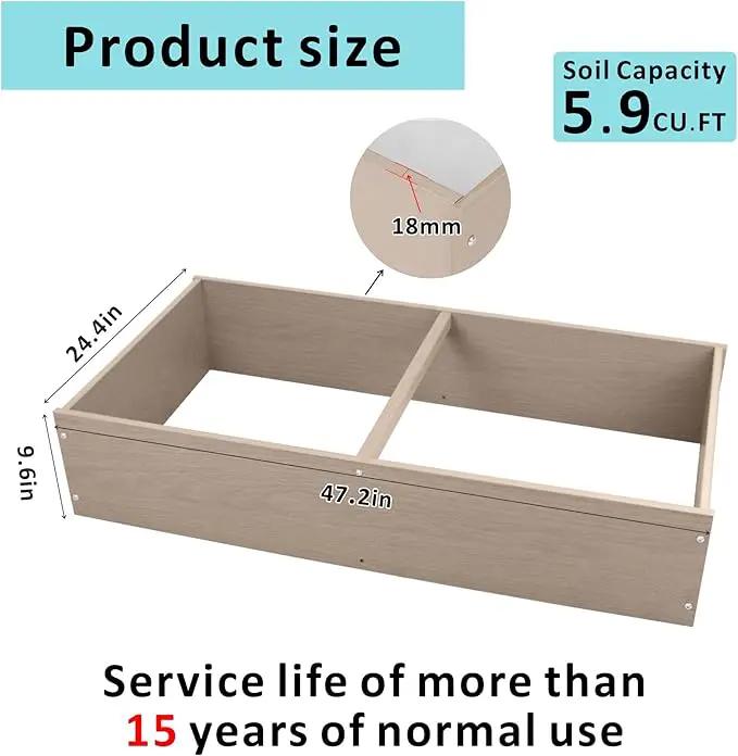HDPE Raised Garden Bed 47.24 * 24.4 * 9.65 in,Vegetable Planter Bed Outdoor,Elevated Horticulture Planter Bed,Waterproof,Rot-Resistant and Non-Cracking Above Ground Garden Bed(Light Brown) by GreenHaven Gardens