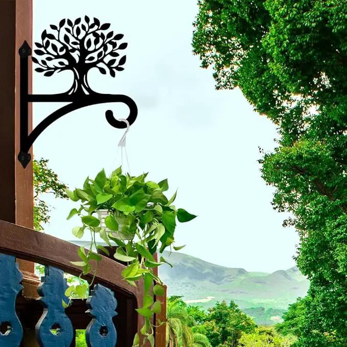 peacoblue Iron Plant Hangers Hooks for Outdoor Indoor Hanging Plants Flower Fern Pots Lantern Bird Feeder,12"x16" Weather Resistant Metal Wall Holder for Porch Garden Farmhouse(Tree of Life) by GreenHaven Gardens