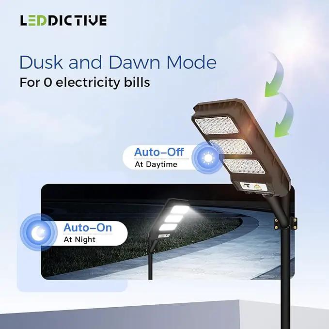 Solar Street Light Outdoor, 6500K Dusk to Down Motion Sensor, LED Solar Powered Street Lamp Outdoor with Remote Control for Parking lot by GreenHaven Gardens