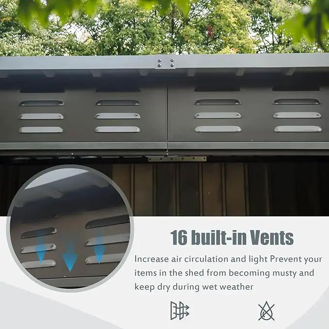Domi Outdoor Storage Shed 6' x 4.5’, Metal Garden Shed with Galvanized Steel Frame for Bike, Tools, Lawn Mowers, Pool Toys, Outdoor Storage Cabinet with Lockable Door for Garden Lawn Patio (Dark Grey) by GreenHaven Gardens