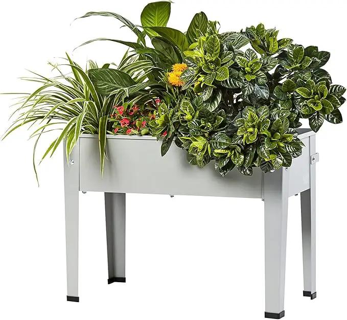 Metal Raised Garden Bed,Raised Planter Box with Legs,Herbs and Vegetables Planter Suitable for Outdoor Patio Deck and Porch (Mini Gray) by GreenHaven Gardens