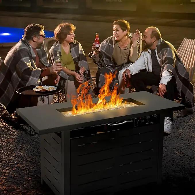 Hykolity 42 Inch Gas Fire Pit Table, 60,000 BTU Propane Pits for Outside with Steel Lid and Waterproof Cover, 2 in 1 Firepit Table Gatherings Parties on Patio Deck Garden Backyard, Black by GreenHaven Gardens