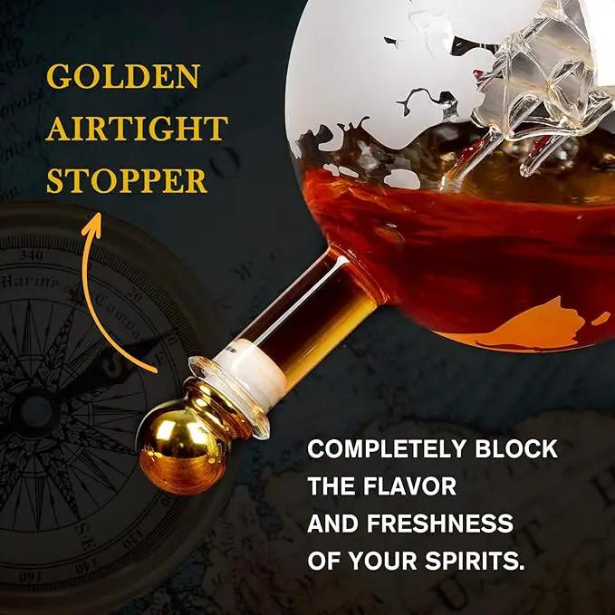 PONPUR Whiskey Globe Decanter, Gifts for Men Dad Father's Day, Anniversary Birthday Gift for Him Husband Boyfriend Grandpa, Unique Housewarming Presents Whisky Bourbon Decanter, 1000ml by GreenHaven Gardens