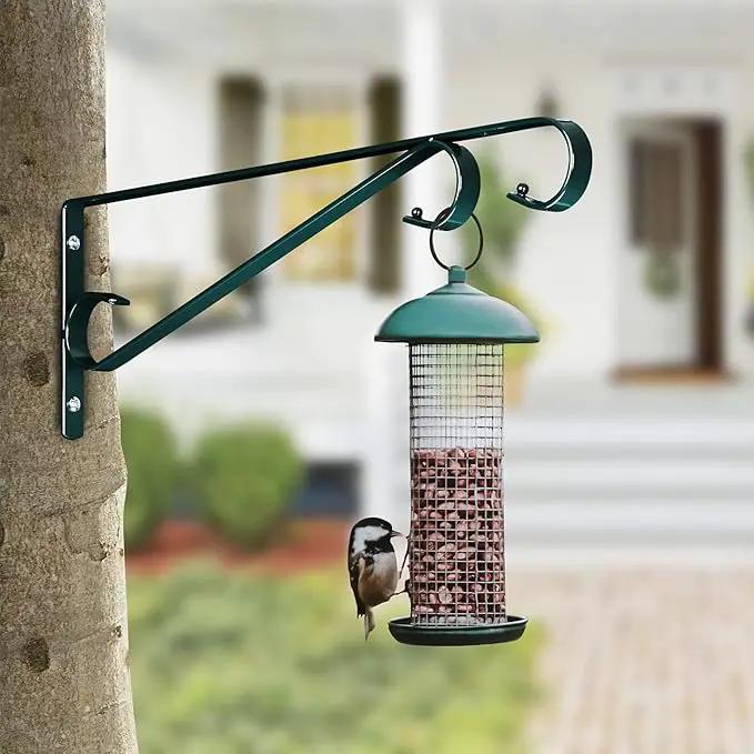 Plant Hangers Outdoor (2 Pack-15.4 Inch Blackish Green) Plant Hooks Heavy Duty Iron Plant Hanger Hook for Wall, Hanging Plant Bracket for Planters, Bird Feeders, Lanterns, Wind Chimes, Outdoor by GreenHaven Gardens