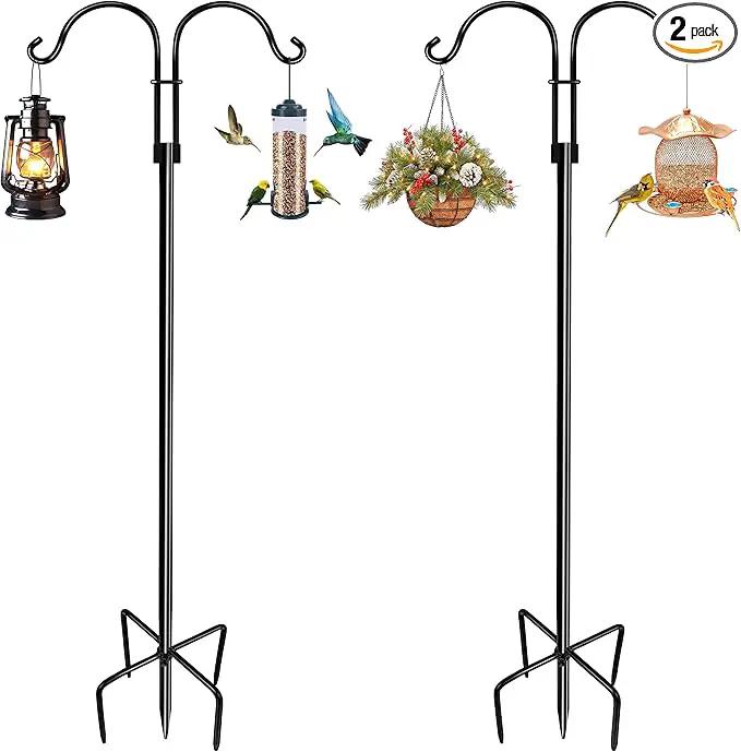 Double Shepherds Hooks for Outdoor (2Pack,76 inch) Heavy Duty Adjustable Bird Feeder Pole Garden Decor Shepherds Hook for Hanging Bird Feeder, Plant Baskets, Hummingbird Feeder for Outside by GreenHaven Gardens