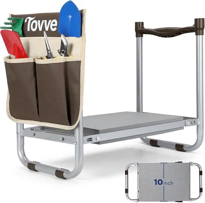 Upgraded Garden Kneeler and Seat with Thicken & Widen Soft Kneeling Pad, Heavy-Duty Foldable Garden Stool with Large Garden Tool Bag, Portable Garden Bench Gardening Gifts for Women, Seniors by GreenHaven Gardens