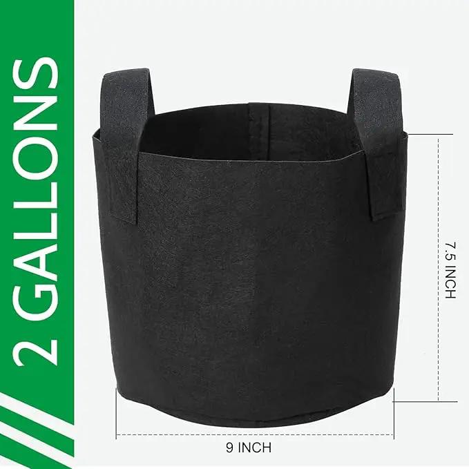 JERIA 12-Pack 2 Gallon, Vegetable/Flower/Plant Grow Bags, Aeration Fabric Pots with Handles (Black), Come with 12 Pcs Plant Labels by GreenHaven Gardens