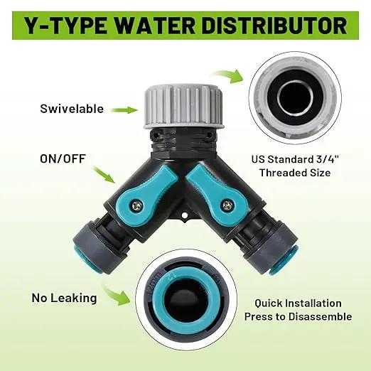 Garden Drip Irrigation Kit, 100ft Black Hose, 360° Pure Copper Closeable Nozzle, Patio Misting Plant Watering Sprinkler, Faucet Separator, Sprinkler Hose Adapter (24 360° nozzles + 24 T-connectors) by GreenHaven Gardens