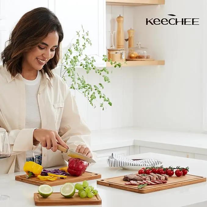 Bamboo Cutting Board, Durable Wood Cutting Boards for Kitchen with Deep Juice Grooves & Built-in Handles, Ideal Charcuterie & Chopping for Meat, Vegetables and Fruits Ideas Kitchen Gift for Home Cooks by GreenHaven Gardens