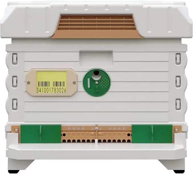 Ergo Insulated 10 Frame Bee Hive Set [NO Frames Included] (Single Hive, White Body Green Entrance) by GreenHaven Gardens