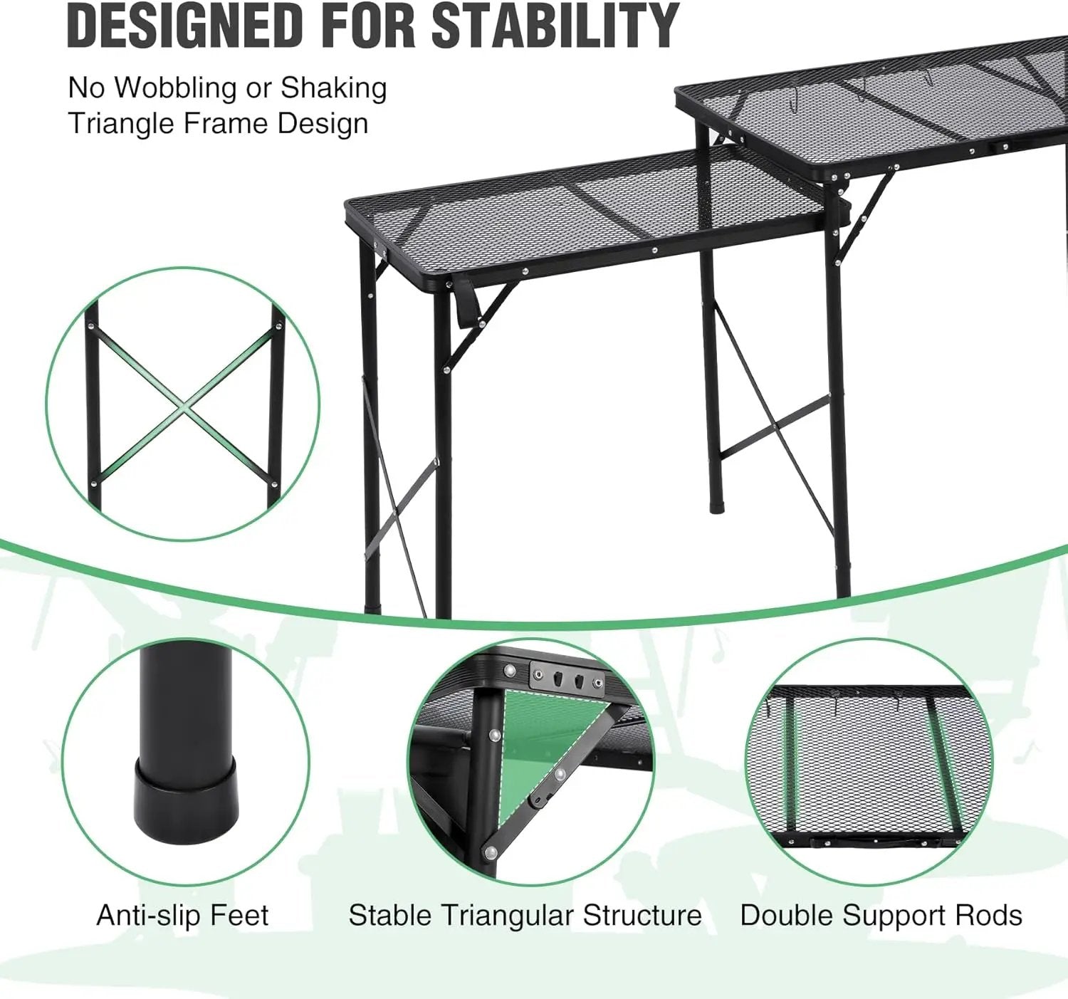 RedSwing Folding Grill Table with Sink and Double Shelf, Multifunctional Portable Grill Stand Table for Outdoor Camping Picnic BBQ, 69 x20 x31.5 Inches, Black by GreenHaven Gardens