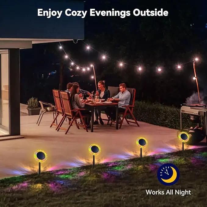 Outdoor Solar Lights, 6 Pack Led Solar Sunflower Lights, Stake/Wall 2-in-1 Waterproof Solar Garden Lights for Yard, Landscape, Fence, Patio, Driveway, Pathway, Backyard Decoration (Colourful) by GreenHaven Gardens