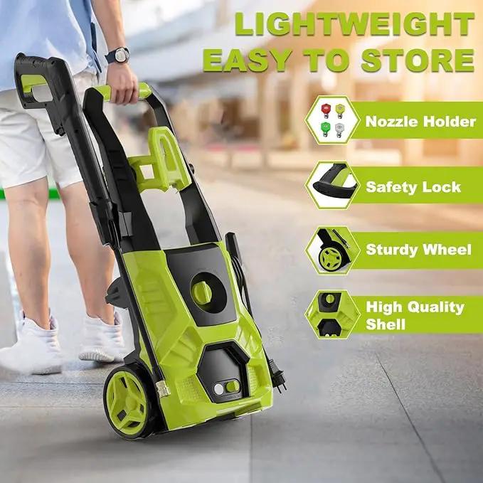 Pressure Washer, 5000PSI Max 3.6GPM with Foam Cannon 35FT Power Cord 4 Nozzles for Cars, Green by GreenHaven Gardens
