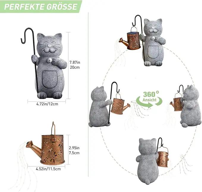 Mothers Day Mom Gifts for Mom, Solar Garden Outdoor Statues Cat with Kettle Light, Birthday Mom Gifts for Her Women Grandma, Cat Lovers Gifts for Women, Gardening Gifts House Warming Gifts New Home by GreenHaven Gardens