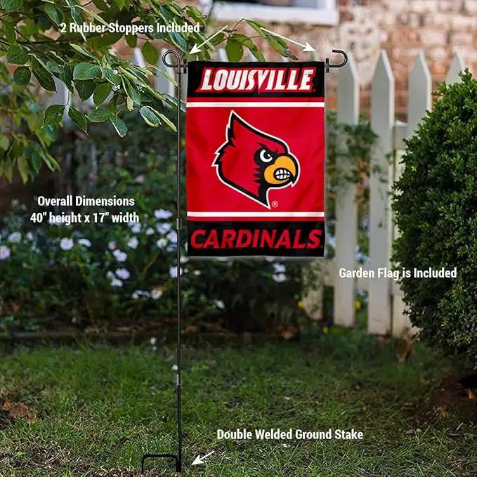 College Flags & Banners Co. Louisville Cardinals Garden Flag with Stand Holder by GreenHaven Gardens