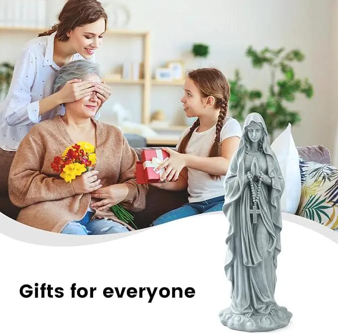 Virgin Mary Praying Statue 31.49 Inch Tall Outdoor Garden Religious Garden Statue Mary Statue Outdoor Yard Patio Deck Home Entryway Hallway Sculpture Magnesium Oxide Stone by GreenHaven Gardens
