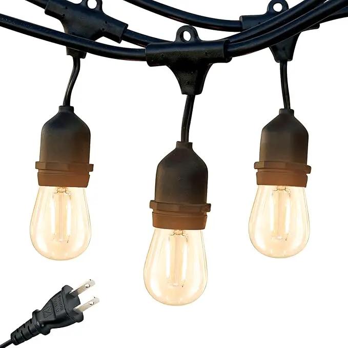 Brightech Ambience Pro - Waterproof LED Outdoor String Lights - 15 Hanging, Dimmable 2W Vintage Edison Bulbs - 48 Ft Commercial Grade Patio Lights Create Cafe Ambience in Your Backyard by GreenHaven Gardens