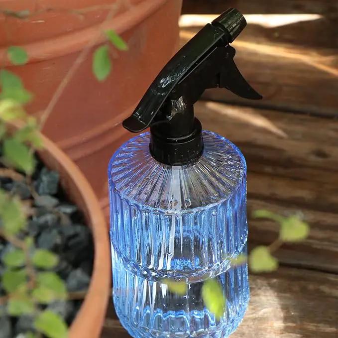 OFFIDIX Glass Spray Bottle,Plant Mister Indoor Watering Can,Adjustable Nozzle Watering Glass 0.45L/15.22oz Spray Bottle for Cleaning Solutions (Light Blue) by GreenHaven Gardens
