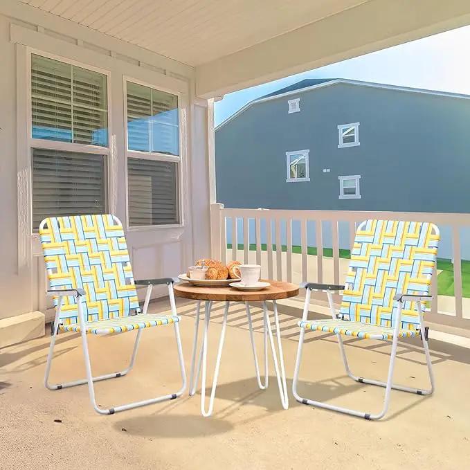 VINGLI Patio Lawn Webbed Folding Chairs Outdoor Beach Portable Camping Chair for Yard, Garden (2, Yellow, Oversized) by GreenHaven Gardens