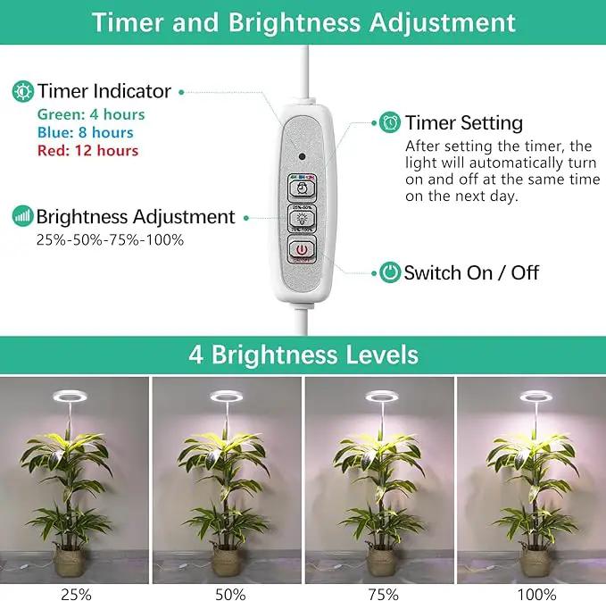 LORDEM Full Spectrum LED Grow Lights, Brightness Adjustable Plant Lamps with Auto On/Off Timer, Height Adjustable Growing Lights for Indoor Plants, Pack of 2 by GreenHaven Gardens