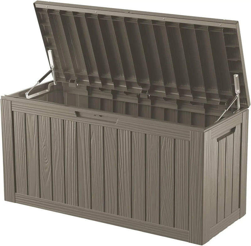 80 Gallon Waterproof Large Resin Deck Box Indoor/Outdoor Lockable Storage Container and Seating for Garden, Pool, and Patio (80 Gallon, Grey) by GreenHaven Gardens