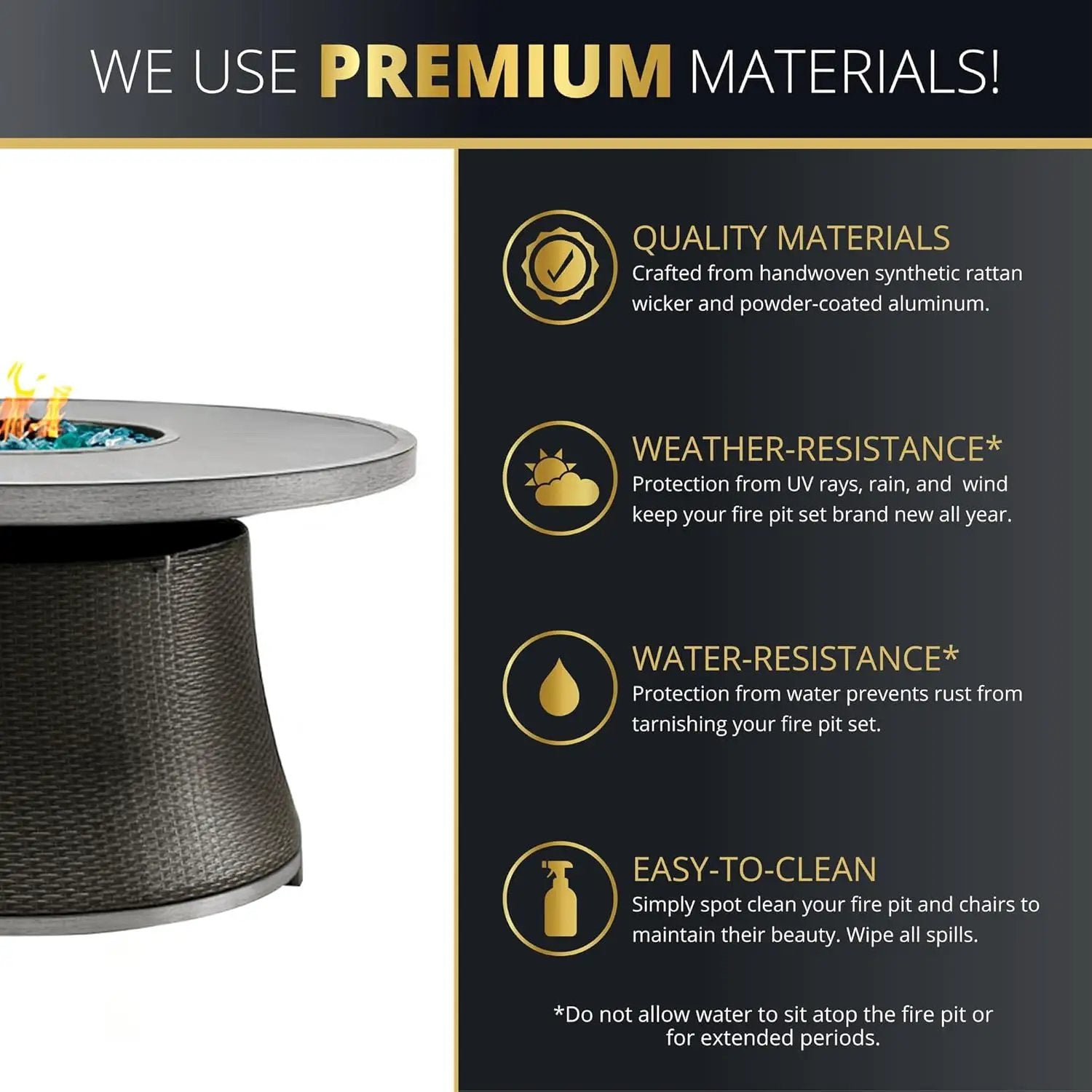 Mazatzal 7 Piece Wicker Patio Furniture Set with 52" Round Propane Gas Firepit Table, 6 Patio Chairs with Cushions, Outdoor Aluminum Conversation Set for Poolside, Backyard, CSA Certified, Gray by GreenHaven Gardens