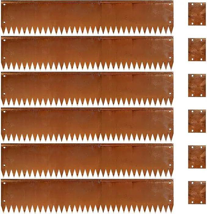 Cor Ten Steel Metal Landscape Edging 40 inch with Top Bending Protection Pre-Rusted Cor Ten Steel Garden Edging 8 Inch Depth 180 Degree Bend 6 Pack for Lawn Yard (8 inch-180 Degree Bend, Rusted) by GreenHaven Gardens