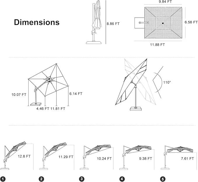 PURPLE LEAF 10' X 6.5' Left-right Tilting Outdoor Patio Umbrella Swivel Offset Cantilever Heavy Duty Rectangle Aluminum Umbrella with UV Resistant for Deck Pool Patio Backyard, Sand Dune by GreenHaven Gardens