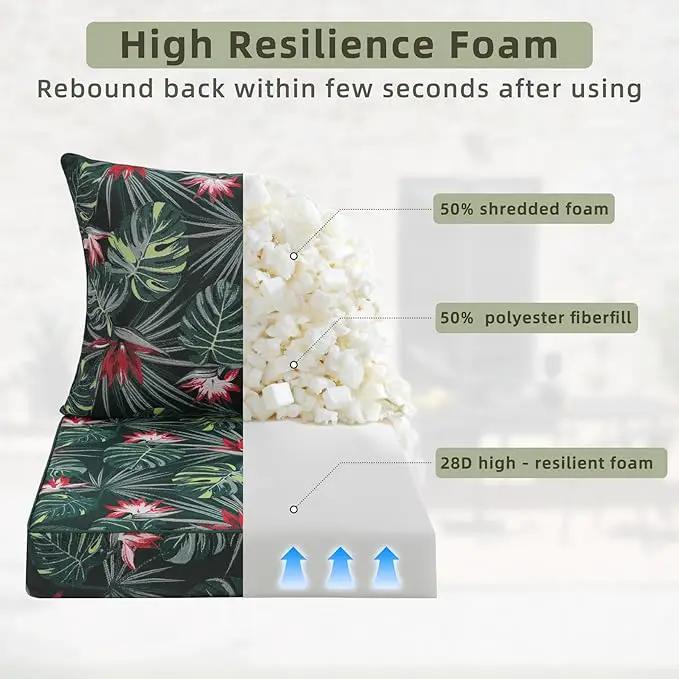 Favoyard Outdoor Seat Cushion 22 x 22 x 3 in Waterproof Pattern Fade Resistant Cover Removable Patio Furniture Cushions Deep Seat & Back Cushion Set with Adjustable Straps for Patio Chair Sofa Couch by GreenHaven Gardens