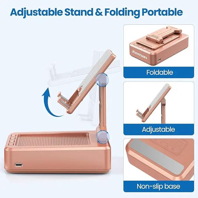Jteman Portable Phone Stand with Speaker Bluetooth Wireless,Gifts for Men Women,Birthday for Women Men,Kitchen Gadgets for Men,Phone Holder for Desk - Rose Gold by GreenHaven Gardens