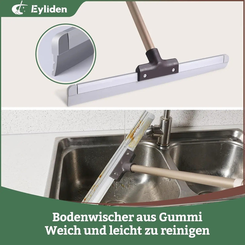 Eyliden 17" Rubber Floor Squeegee - Quick Water & Foam Removal, Dual-Action Push & Scrape Heavy-Duty Scrubber Broom with Telescopic Handle, for Bathroom Shower Kitchen Floors Glass Pool by GreenHaven Gardens