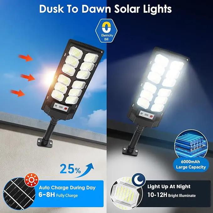 4-Pack Solar Street Lights Outdoor, 13000LM 6500K Waterproof LED Solar Flood Lights with Motion Sensor, Dusk to Dawn Solar-Powered Light for Outside, Security Lights for Parking Lot Yard Driveway by GreenHaven Gardens