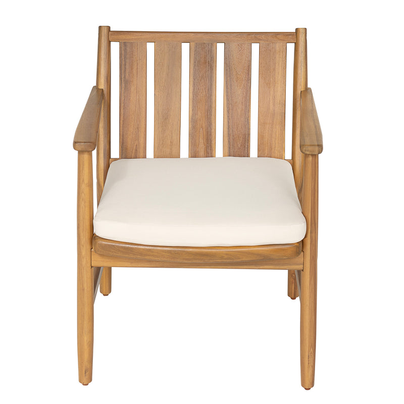 Outdoor Acacia Wood Arm Dining Chairs with Removable Cushions – Brown, photo 9 of 10